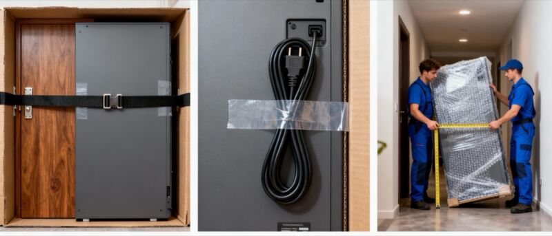 Sécurisez un firgo et portes avec des sangles de transport