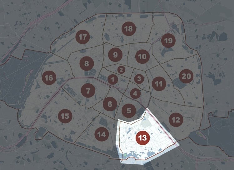 carte arrondissements paris 13