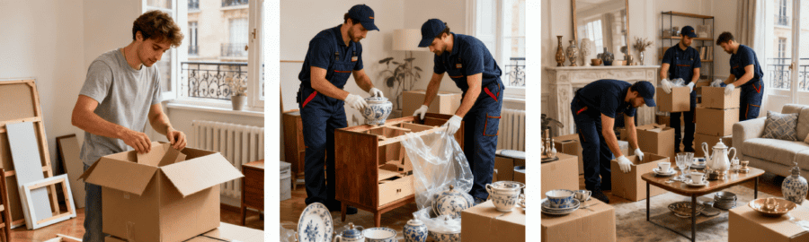 Trois formules de déménagement à Boulogne-Billancourt : économique (auto-emballage), standard et confort (service complet) avec déménageurs